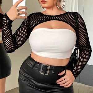 NWT crop fishnet bolero SIZE L